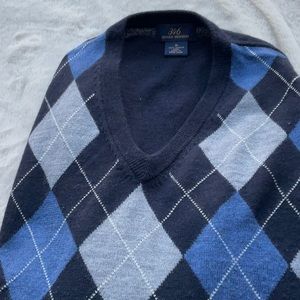 Brooks Brothers 346 V-neck argyle Navy size M